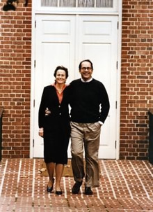 governor and ginny thornburgh at the doorway of the governor's home